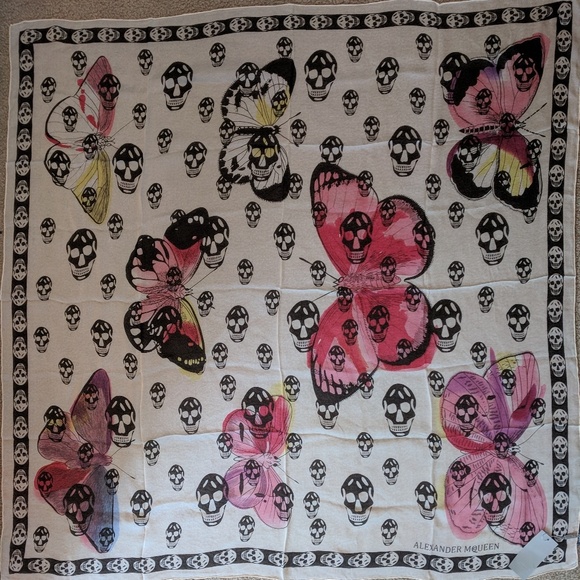 Auth alexander mcqueen butterfly skull scarf - Picture 1 of 5
